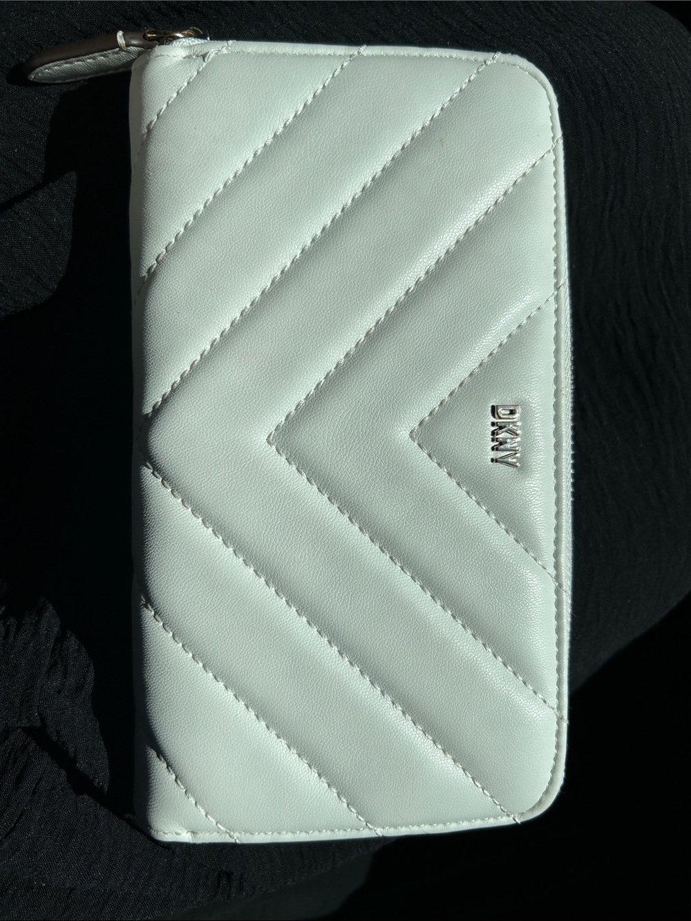 DKNY Quilted Zip Wallet - White